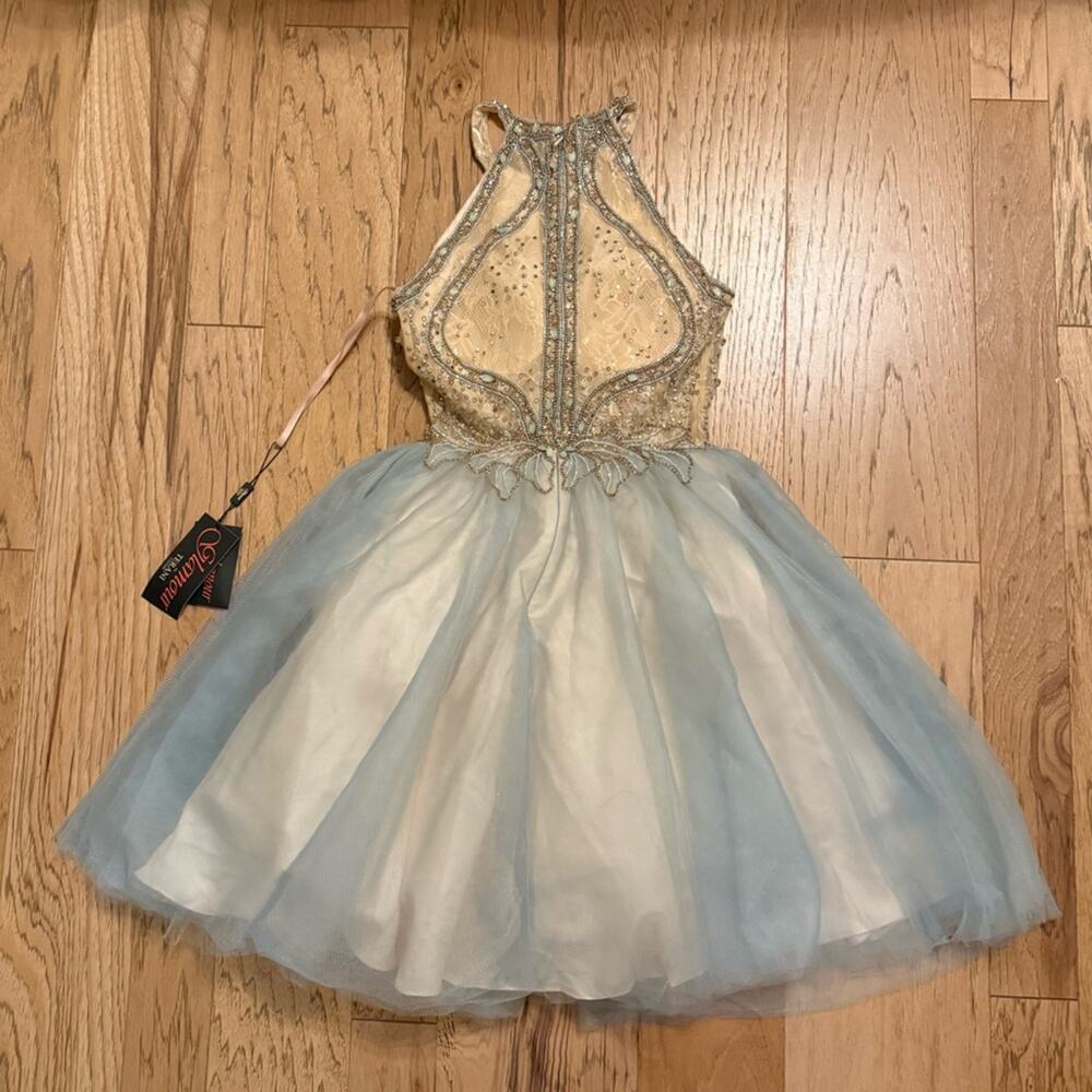 Terani Couture 1821H7929 Light Blue and Silver Cocktail Dress - Picture 3 of 3